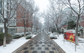 小区雪景