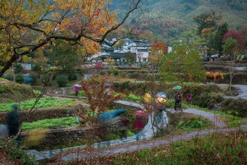 秋雨中的安徽塔川