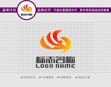 WY字母标志飞鸟logo