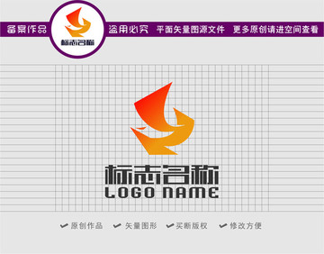 GR字母RG标志飞鸟logo