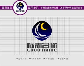 帆船月亮航海logo