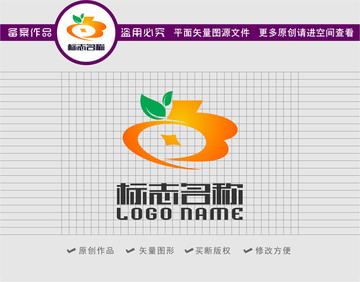 B字母標(biāo)志銅錢水果logo