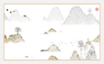 水墨山水無框畫
