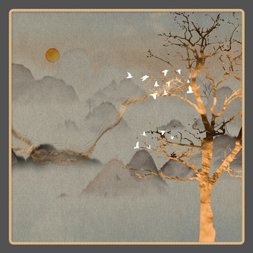 藝術(shù)裝飾抽象山水掛畫