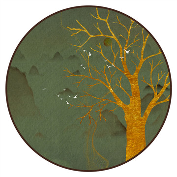 新中式抽象意境山水無(wú)框畫(huà)