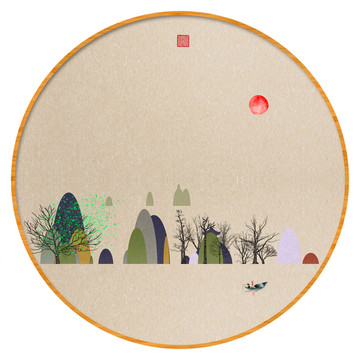 藝術(shù)裝飾抽象山水掛畫