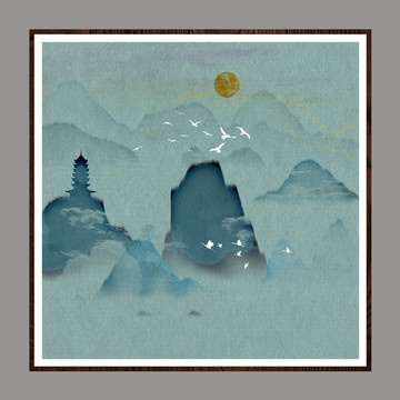 現(xiàn)代水墨抽象山水畫