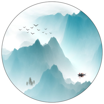 新中式意境山水水墨畫