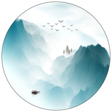 新中式抽象意境山水裝飾畫(huà)