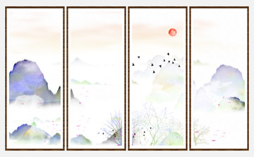 簡約山水抽象畫