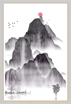 無框掛畫畫芯抽象水墨畫