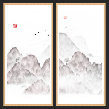 寫意水墨畫無(wú)框畫