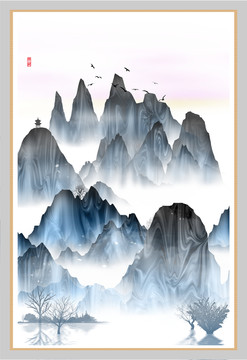 寫(xiě)意水墨畫(huà)無(wú)框畫(huà)