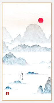 水墨裝飾水彩畫
