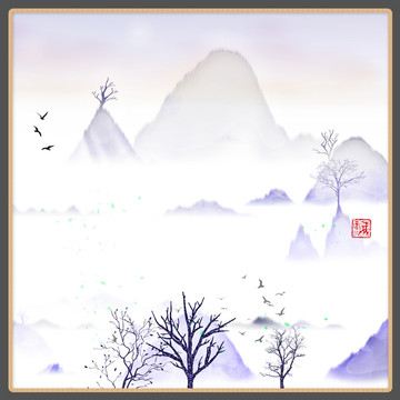 中國水彩水墨裝飾畫