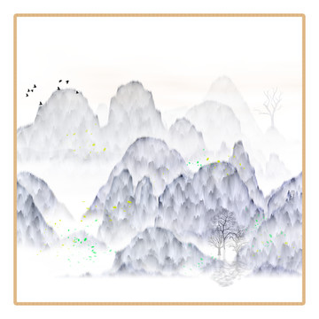 新中式抽象意境山水無框畫