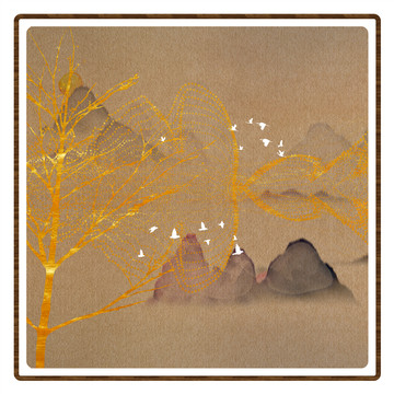 意境抽象畫彩墨山水畫