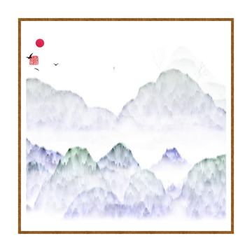 意境抽象畫彩墨山水畫