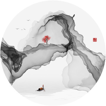 抽象意境水墨山水裝飾畫(huà)