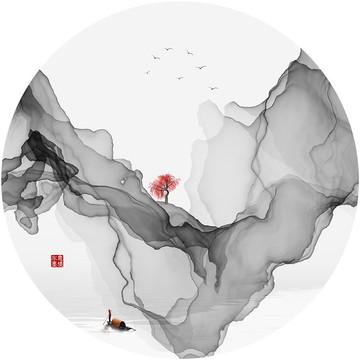 抽象意境山水裝飾畫