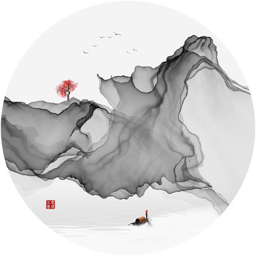 抽象意境水墨山水裝飾畫