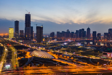 天津滨海新区于家堡夜景