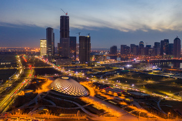 天津滨海新区于家堡夜景