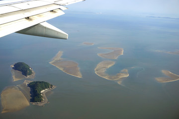 航拍韩国仁川沿海地区