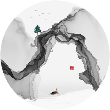 意境水墨山水裝飾畫