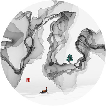 意境水墨山水裝飾畫