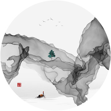 新中式山水裝飾畫(huà)