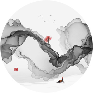 新中式抽象山水裝飾畫