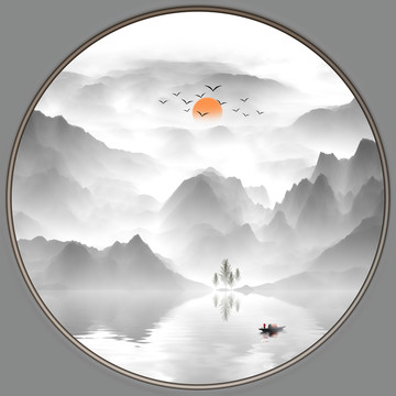 水墨裝飾畫抽象山水畫