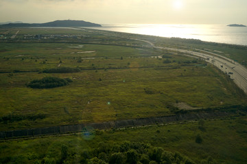 航拍韩国仁川沿海地区