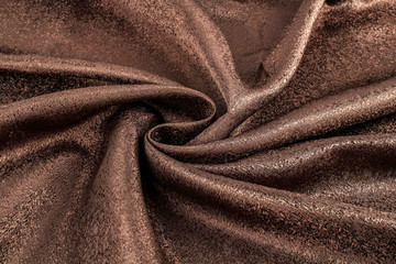 褐色暗碎花化纤窗帘布背景