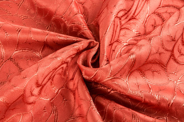 红色暗纹沙发窗帘布背景