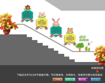 幼兒園樓梯文化墻