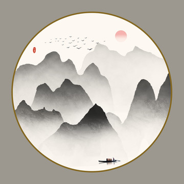 水墨山水裝飾畫