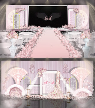 粉色时间主题婚礼设计效果图