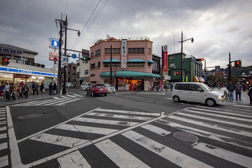 台风来临前的日本福冈街头