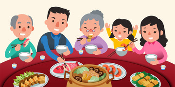 新春家族團(tuán)圓飯插圖
