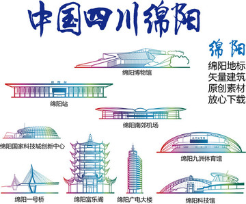 绵阳标志建筑矢量大全