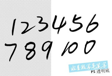 水墨数字毛笔字