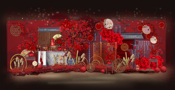 紅色中式婚禮效果圖