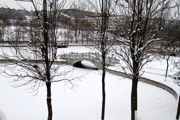 公园雪景