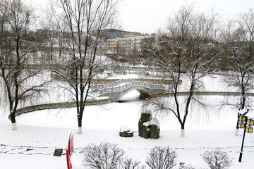 公园雪景