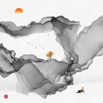 新中式水墨山水畫(huà)
