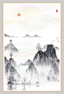 藝術裝飾抽象山水掛畫