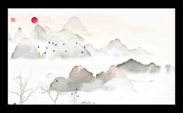 藝術(shù)裝飾抽象山水掛畫