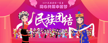 民族團結(jié)中國夢新年展板